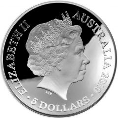 5 Dollars - Elizabeth II 4th Portrait - 1626 A New Map of the World: Western Hemisphere - Silver Domed