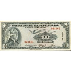 100 Quetzales Banco de Guatemala; 1st. type