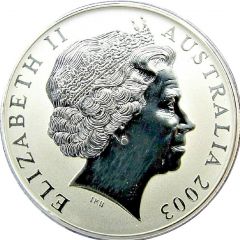 1 Dollar - Elizabeth II 4th Portrait - Silver Kangaroo, Gilded