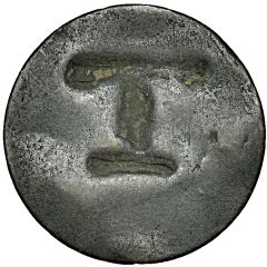 11/2 Pence Black Dog, T countermark on French 2 sous