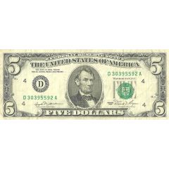 5 Dollars Federal Reserve Note, small portrait