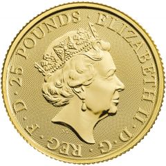 25 Pounds - Elizabeth II White Greyhound of Richmond, 1/4 oz Fine Gold