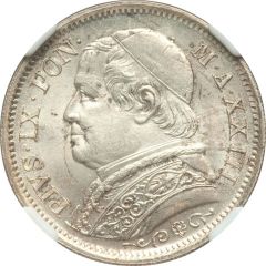 1 Lira - Pius IX Large bust, PON M