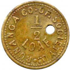 Bread Token - Runanga Co-op. Soc. Ltd. 1/2 Pound Loaf