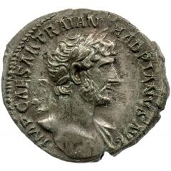 Denarius - Hadrian P M TR P COS DES III VOT PVB, Pietas