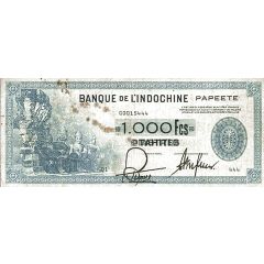 1000 Francs ovpt. on 100 Piastres