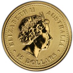 15 Dollars - Elizabeth II 4th Portrait - Kangaroo Gold Nugget