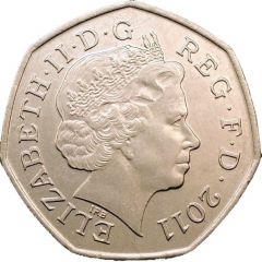 50 Pence - Elizabeth II 4th portrait, Handball