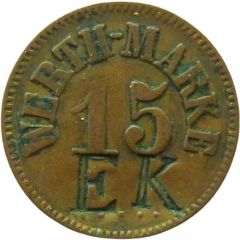 15 Pfennig Werth-Marke, Countermarked `EK`