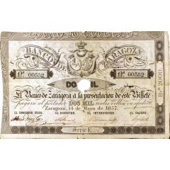2000 Reales de Vellón Banco de Zaragoza