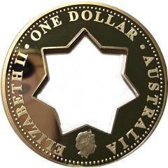 1 Dollar - Elizabeth II 4th Portrait - Centenary of Federation - Holey Dollar