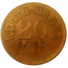 20 Pfennig Werth-Marke, Countermarked `MV`