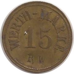 15 Pfennig Werth-Marke, Countermarked 'RW'