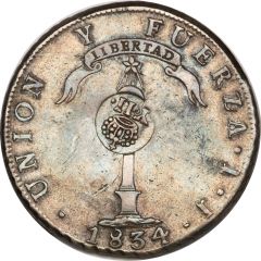 8 Reales - Isabella II Countermark on Chile 1 Peso