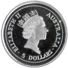 5 Dollars - Elizabeth II 3rd Portrait - Koala - Platinum