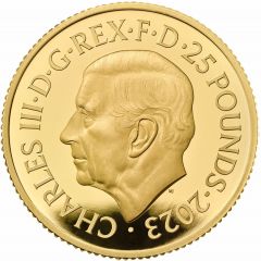 25 Pounds - Charles III King Charles` 75th Birthday, 1/4 oz Gold Proof