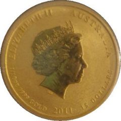 15 Dollars - Elizabeth II 4th Portrait - Year of the Rabbit - Gold Bullion Coin