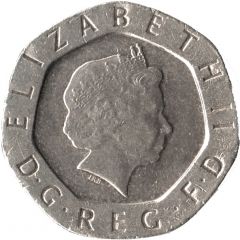 20 Pence - Elizabeth II 4th portrait, Tudor Rose