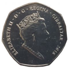 50 Pence - Elizabeth II Falklands Reverse Mule - Macaroni Penguin, Coloured