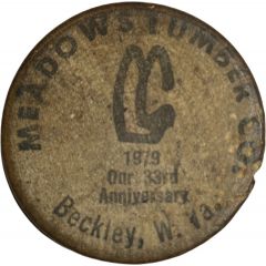 Wooden Nickel - Meadows Lumber Co. Beckley, West Virginia
