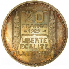 20 francs Turin 1929 essai uniface (de revers)