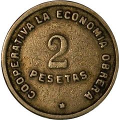2 Pesetas - Cooperativa La Economía Obrera
