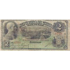 2 Pesos overprint on P#12 - Republica de Chile