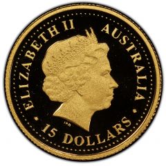 15 Dollars - Elizabeth II 4th Portrait - Kangaroo - Gold Bullion Coin