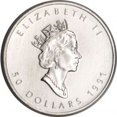 50 Dollars - Elizabeth II 3rd Portrait, 1 oz. platinum bullion coinage