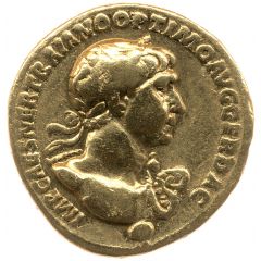 Aureus - Trajan P M TR P COS VI P P S P Q R FORT RED, Fortuna