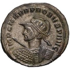 Antoninianus - Probus Helmeted, cuirassed, left, spear and shield, from behind, VIRTVS PROBI AVG, Mars