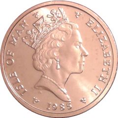 1/2 Penny - Elizabeth II Fuchsia flower on shield