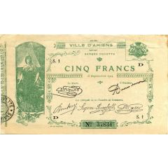 5 Francs - Chambre de Commerce d`Amiens [80]