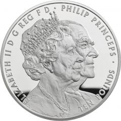 10 Pounds - Elizabeth II Platinum Wedding, Silver Proof