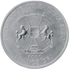 1000 Francs CFA Two Rhinos, left