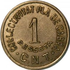 1 Peseta - Col·lectivitat Pla de Cabra - C. N. T.
