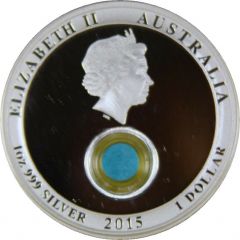 1 Dollar - Elizabeth II 4th Portrait - Treasures of the World - Turquoise, Silver Proof