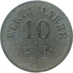 10 Pfennig Werth-Marke, Countermarked `HF`