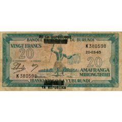 20 Francs overprint