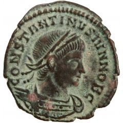 Nummus - Constantinus II as Caesar GLORIA EXERCITVS, Two standards, Rome
