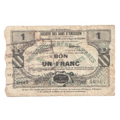 1 Franc - Société des Bons d`Émission d`Avesnes and Solesmes 59