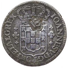 6 Vinténs - Pedro V Countermark `Small Crown` over 6 Vinténs, Portugal