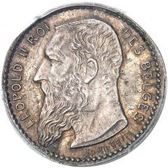 2 Francs - Léopold II Obverse Trial, French Text