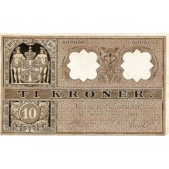 10 Kroner 1st version: No zigzag in watermark
