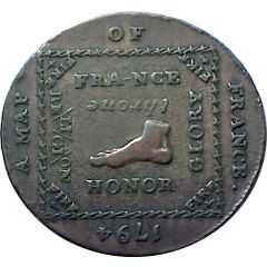 1/2 Penny Middlesex - Map of France