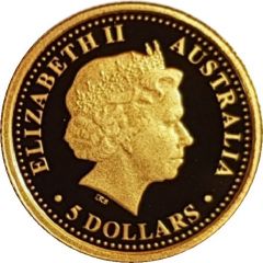 5 Dollars - Elizabeth II 4th Portrait - Sydney Harbour Bridge - Gold Proof