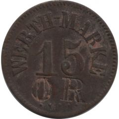 15 Pfennig Werth-Marke Countermarked `OR`