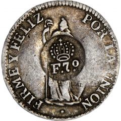 2 Reales - Ferdinand VII Countermark on Peru 2 Reales