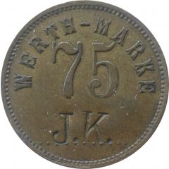 75 Pfennig Werth-Marke, Countermarked `J.K.`