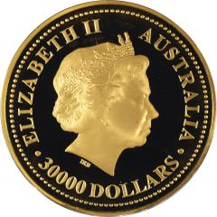 30 000 Dollars - Elizabeth II 4th Portrait - Year of the Dog - Gold Bullion Coin